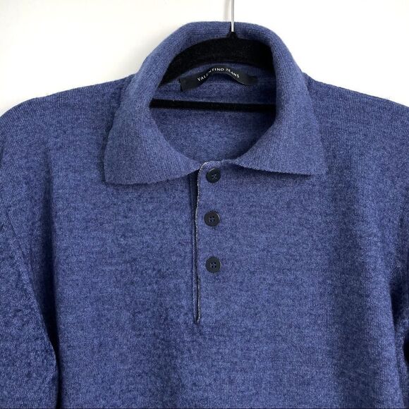 Vintage Valentino Wool Blend Polo Sweater Blue - Picture 3 of 13
